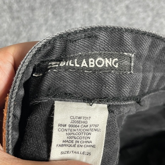 Billabong Denim Shorts Black Distressed Frayed Hem Womens Size 25 #1267 - Picture 4 of 8